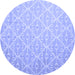 Round Abstract Blue Contemporary Rug, con1215blu