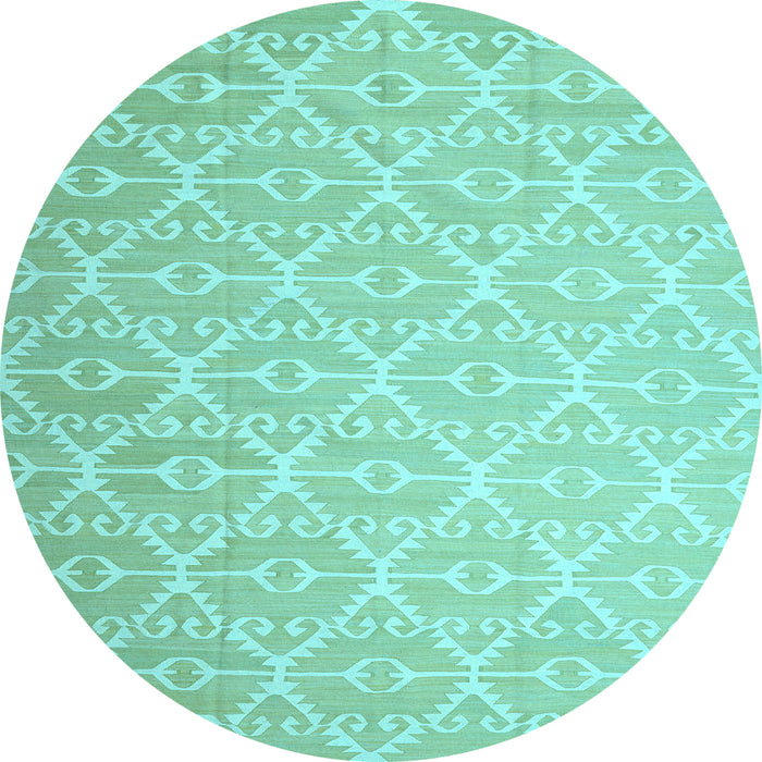 Round Abstract Light Blue Contemporary Rug, con1215lblu