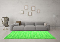 Machine Washable Abstract Green Contemporary Rug, wshcon1215grn