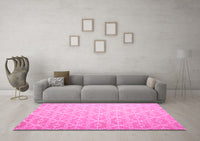 Machine Washable Abstract Pink Contemporary Rug, wshcon1215pnk