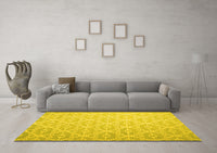 Machine Washable Abstract Yellow Contemporary Rug, wshcon1215yw