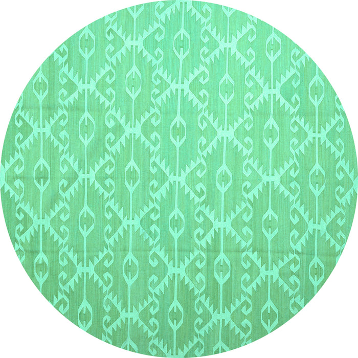 Round Abstract Turquoise Contemporary Rug, con1215turq