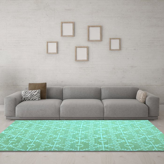 Machine Washable Abstract Light Blue Contemporary Rug in a Living Room, wshcon1215lblu