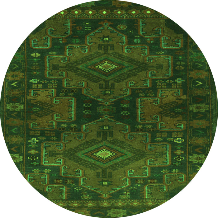 Square Abstract Green Contemporary Rug, con1216grn