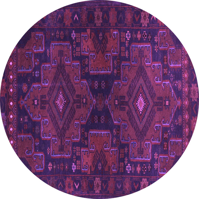 Round Machine Washable Abstract Purple Contemporary Area Rugs, wshcon1216pur