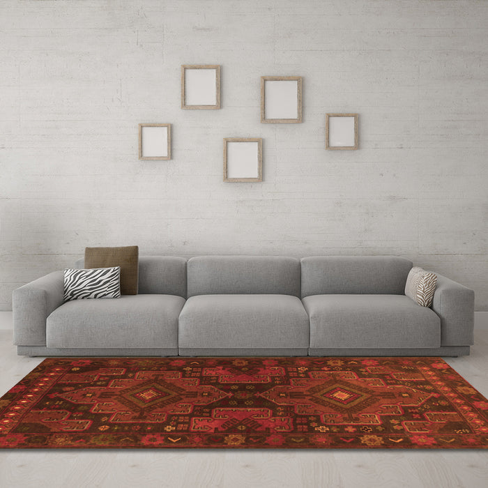 Machine Washable Abstract Orange Contemporary Area Rugs in a Living Room, wshcon1216org