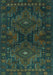 Machine Washable Abstract Turquoise Contemporary Area Rugs, wshcon1216turq