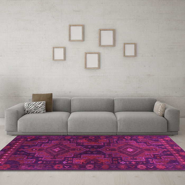 Machine Washable Abstract Pink Contemporary Rug in a Living Room, wshcon1216pnk
