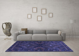 Machine Washable Abstract Blue Contemporary Rug in a Living Room, wshcon1216blu