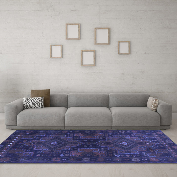 Machine Washable Abstract Blue Contemporary Rug in a Living Room, wshcon1216blu