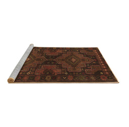 Sideview of Machine Washable Abstract Brown Contemporary Rug, wshcon1216brn