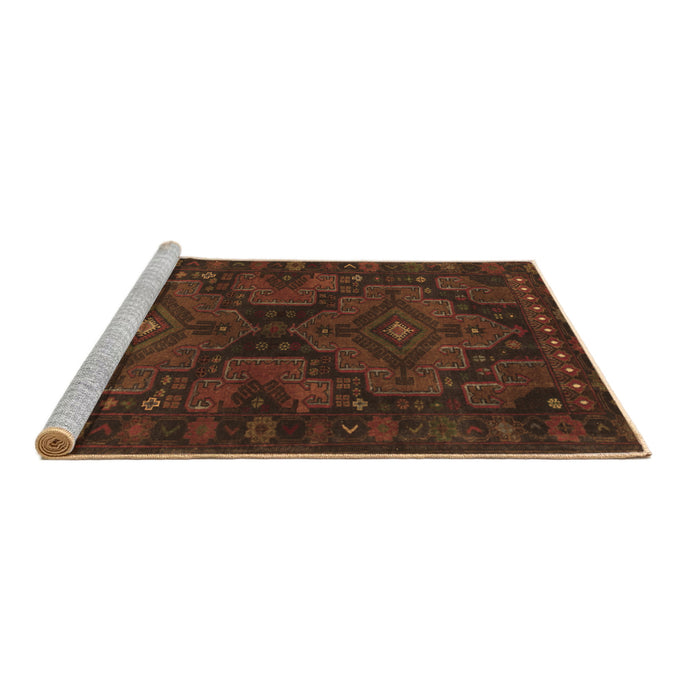 Sideview of Machine Washable Abstract Brown Contemporary Rug, wshcon1216brn