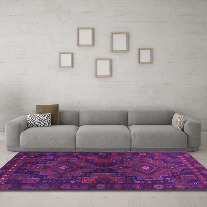 Machine Washable Abstract Purple Contemporary Area Rugs in a Living Room, wshcon1216pur