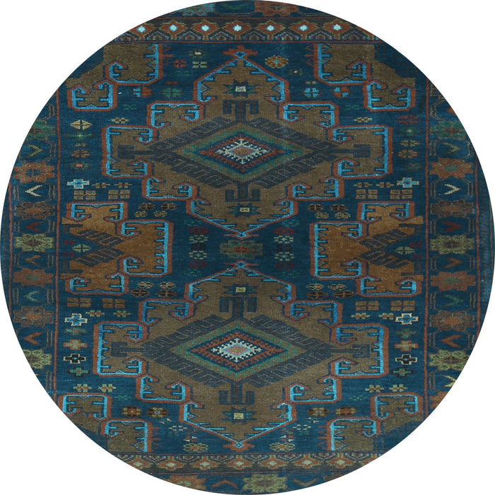 Round Abstract Light Blue Contemporary Rug, con1216lblu