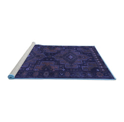 Sideview of Machine Washable Abstract Blue Contemporary Rug, wshcon1216blu