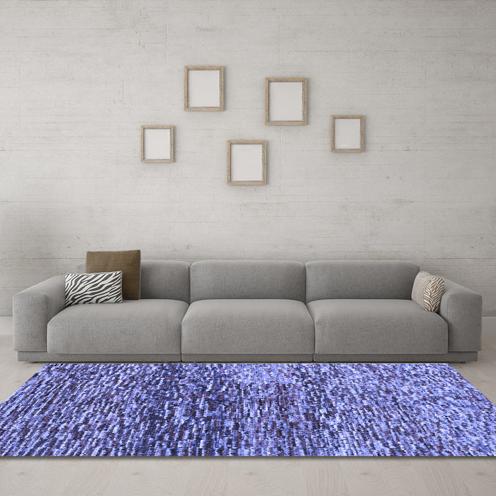 Machine Washable Abstract Blue Contemporary Rug in a Living Room, wshcon1217blu