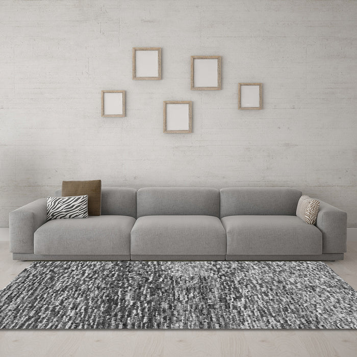 Machine Washable Abstract Gray Contemporary Rug in a Living Room,, wshcon1217gry