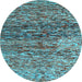 Round Abstract Light Blue Contemporary Rug, con1217lblu