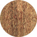 Round Abstract Brown Contemporary Rug, con1217brn