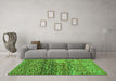 Machine Washable Abstract Green Contemporary Area Rugs in a Living Room,, wshcon1217grn