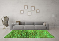 Machine Washable Abstract Green Contemporary Rug, wshcon1217grn
