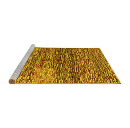 Sideview of Machine Washable Abstract Yellow Contemporary Rug, wshcon1217yw