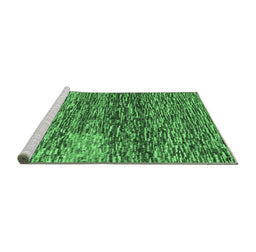 Sideview of Machine Washable Abstract Emerald Green Contemporary Area Rugs, wshcon1217emgrn