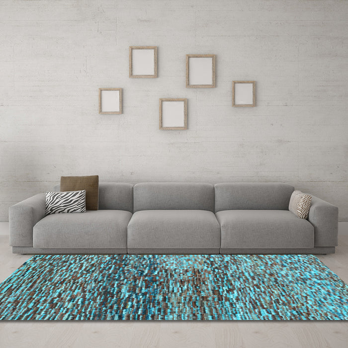 Machine Washable Abstract Light Blue Contemporary Rug in a Living Room, wshcon1217lblu