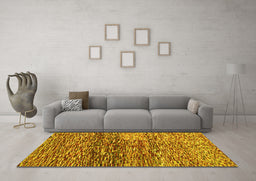 Machine Washable Abstract Yellow Contemporary Rug in a Living Room, wshcon1217yw