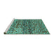 Sideview of Machine Washable Abstract Turquoise Contemporary Area Rugs, wshcon1217turq