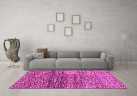 Machine Washable Abstract Pink Contemporary Rug, wshcon1217pnk