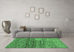 Machine Washable Abstract Emerald Green Contemporary Area Rugs in a Living Room,, wshcon1217emgrn