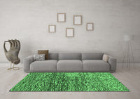 Machine Washable Abstract Emerald Green Contemporary Rug, wshcon1217emgrn