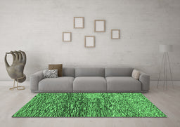 Machine Washable Abstract Emerald Green Contemporary Area Rugs in a Living Room,, wshcon1217emgrn