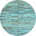 Round Abstract Light Blue Contemporary Rug, con1218lblu