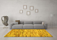 Machine Washable Abstract Yellow Contemporary Rug, wshcon1218yw