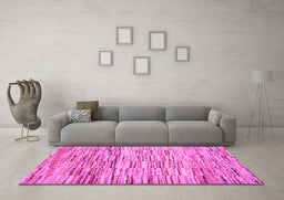 Machine Washable Abstract Pink Contemporary Rug in a Living Room, wshcon1218pnk