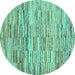 Round Abstract Turquoise Contemporary Rug, con1218turq