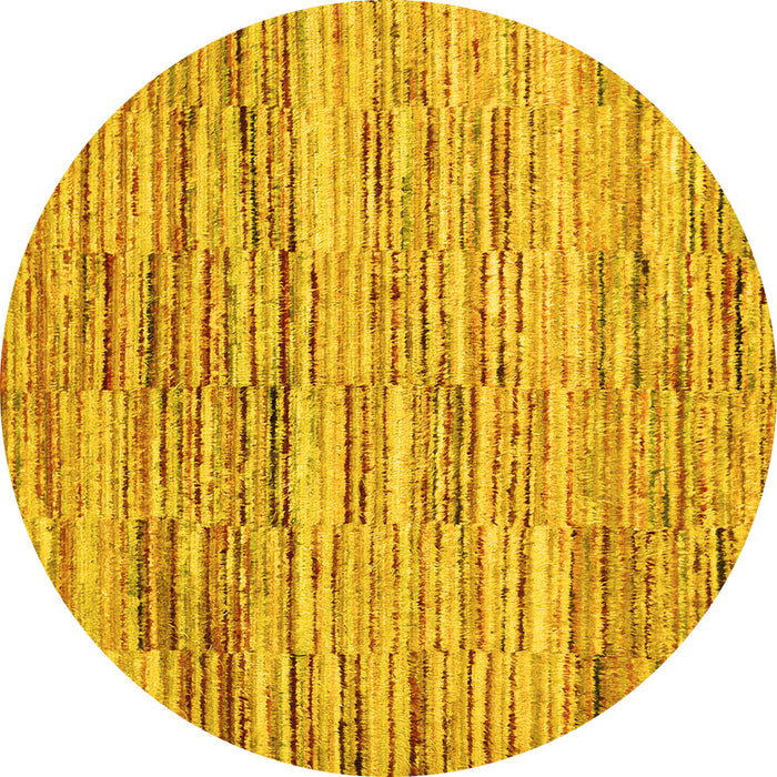 Round Machine Washable Abstract Yellow Contemporary Rug, wshcon1218yw