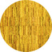 Round Machine Washable Abstract Yellow Contemporary Rug, wshcon1218yw