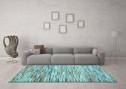 Machine Washable Abstract Light Blue Contemporary Rug in a Living Room, wshcon1218lblu
