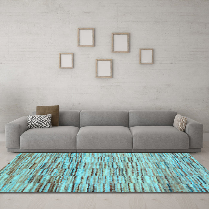 Machine Washable Abstract Light Blue Contemporary Rug in a Living Room, wshcon1218lblu