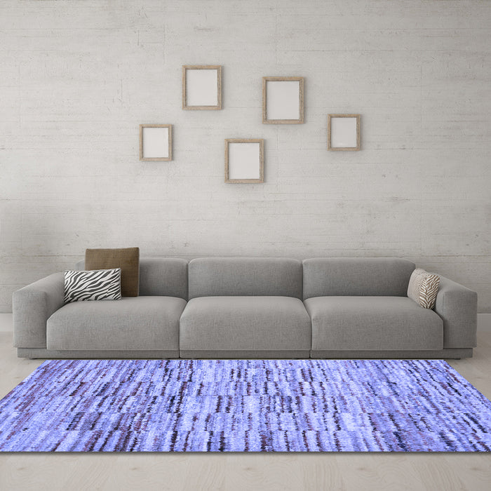 Machine Washable Abstract Blue Contemporary Rug in a Living Room, wshcon1218blu