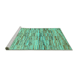 Sideview of Machine Washable Abstract Turquoise Contemporary Area Rugs, wshcon1218turq