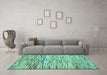 Machine Washable Abstract Turquoise Contemporary Area Rugs in a Living Room,, wshcon1218turq