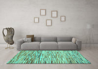 Machine Washable Abstract Turquoise Contemporary Rug, wshcon1218turq