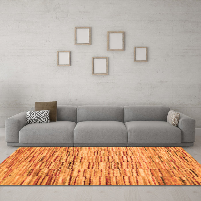 Machine Washable Abstract Orange Contemporary Area Rugs in a Living Room, wshcon1218org
