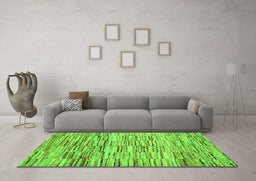 Machine Washable Abstract Green Contemporary Area Rugs in a Living Room,, wshcon1218grn