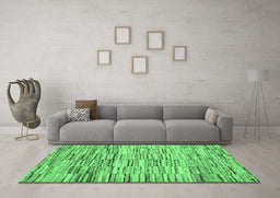 Machine Washable Abstract Emerald Green Contemporary Area Rugs in a Living Room,, wshcon1218emgrn