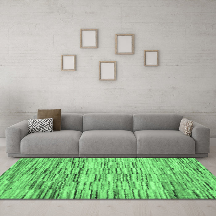 Machine Washable Abstract Emerald Green Contemporary Area Rugs in a Living Room,, wshcon1218emgrn
